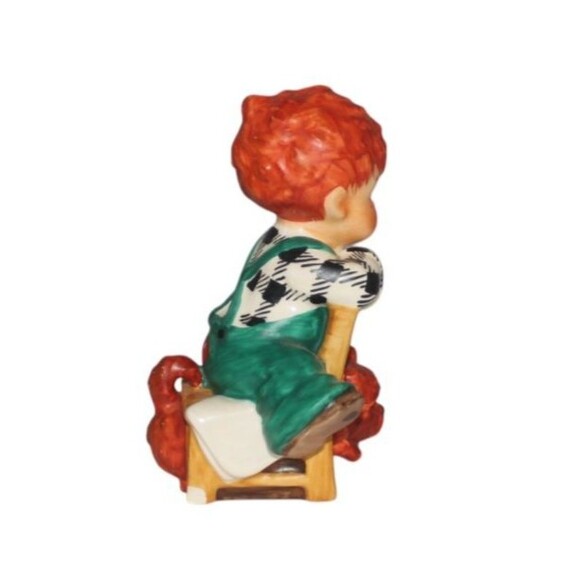 Goebel Hummel Redheads "The Kibitzer" Boy on Chair with Pet Dog Vintage 1956 - Picture 4 of 5